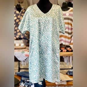 Mint Leopard Print V-Neck Tunic Dress - NWT